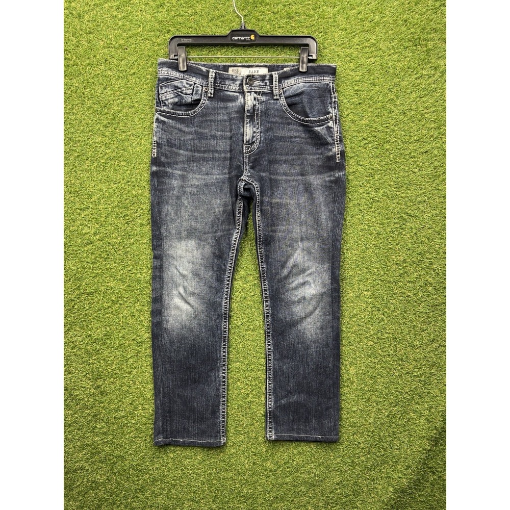 BKE Jeans Mens 32 Short Jake Straight Dark Wash Denim Buckle Stretch Pants Y2K